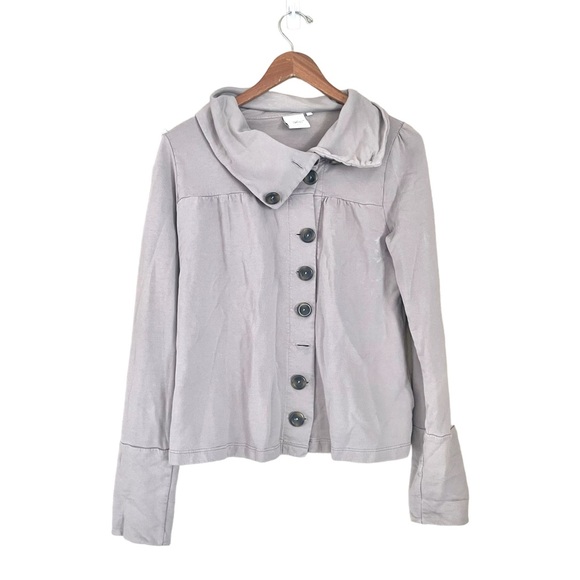 Michael Stars Sweaters - Michael Stars Asymmetric Button Front Cotton Sweater Light Gray Size Medium